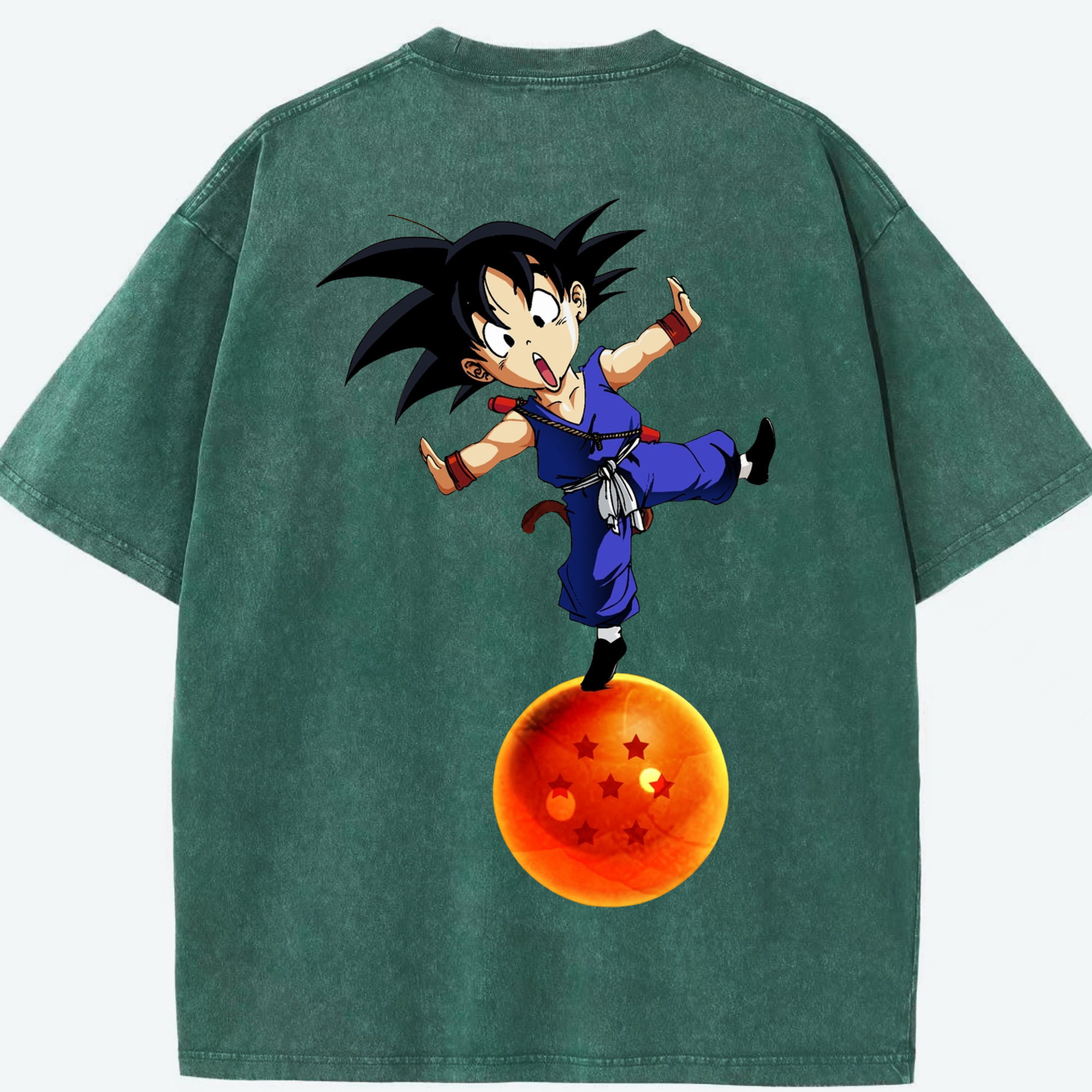 （画像用） ドラゴンボール 孫悟空（そん ごくう）Son Goku カカロット DRAGON BALL Kakarotto 綿100% ヴィンテージ風 半袖Tシャツ（背面プリント）